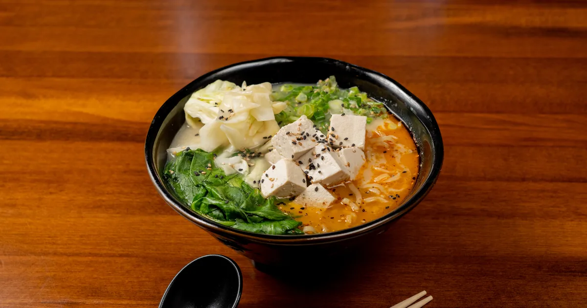 A bowl of Vegetarian ramen at Bakudan Ramen